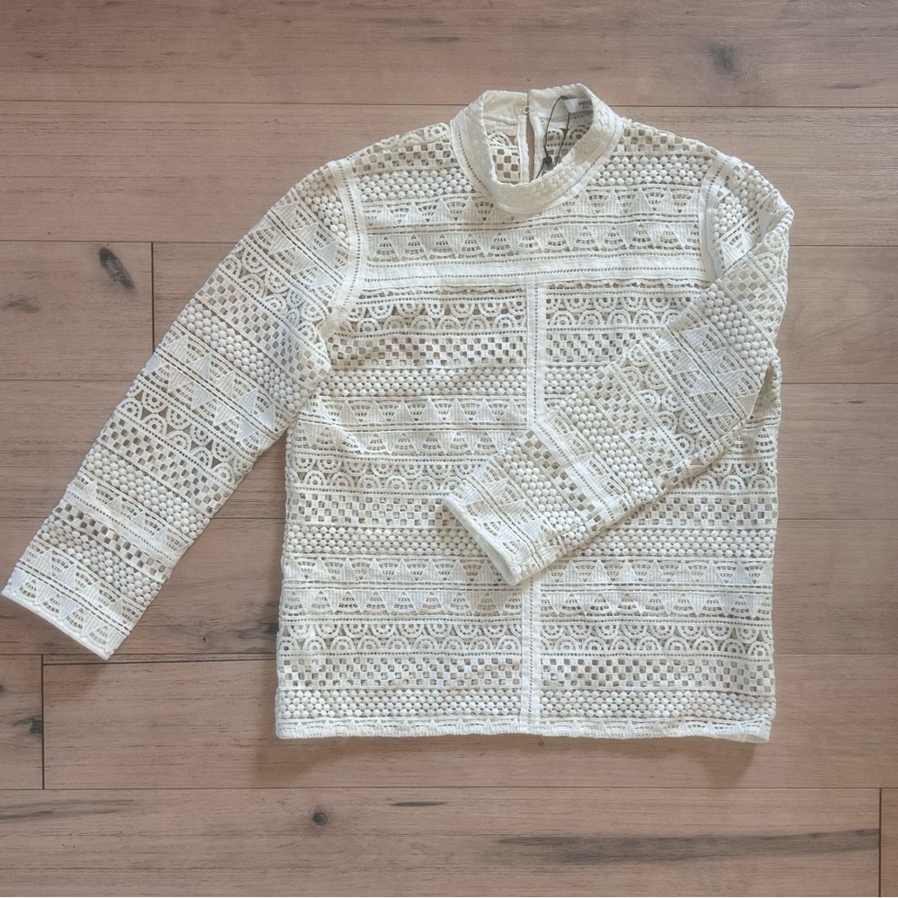 Embroidered Long Sleeve Top by MANGO